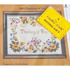 Vintage Thinking Of You Embroidery Kit Needlecraft Small Mini Wildflower Cottage